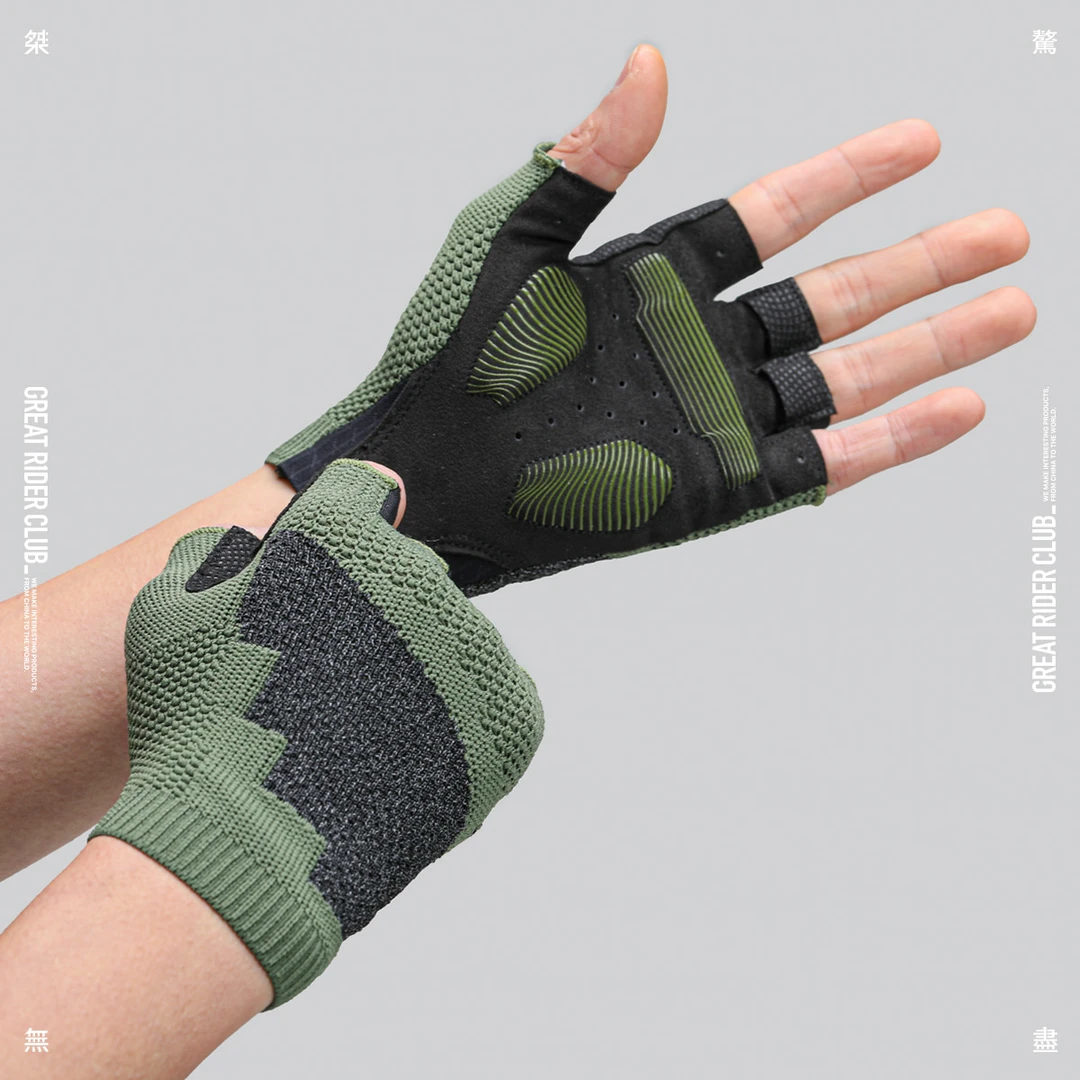 GRC桀骜无尽新款一体编织反光纱线专业XRD缓震公路车骑行短指手套