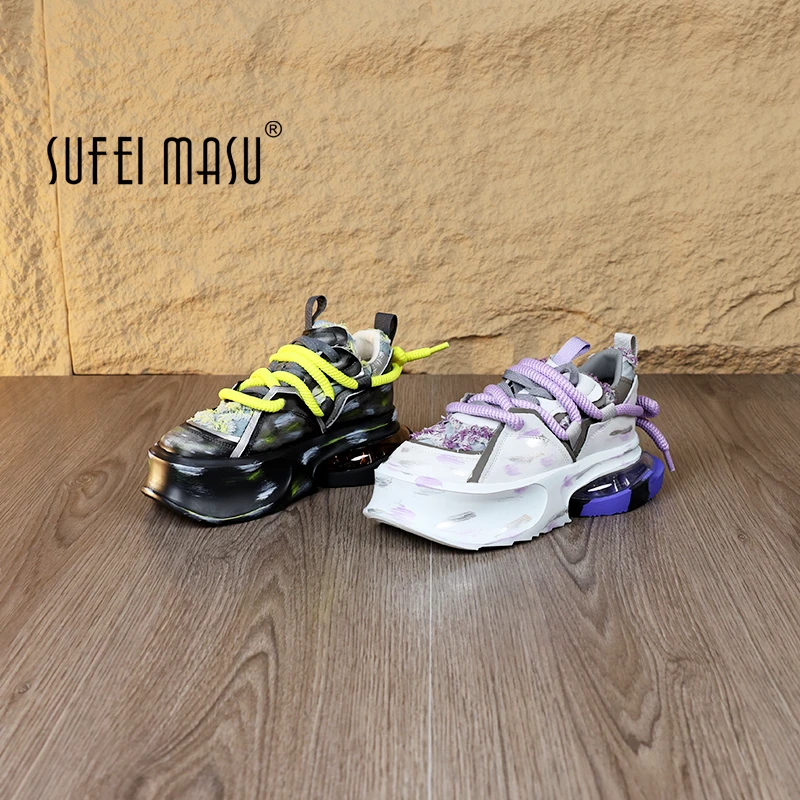 SUFEIMASU/苏菲玛素老爹鞋系带厚底春夏新款潮流女鞋百搭6077-6