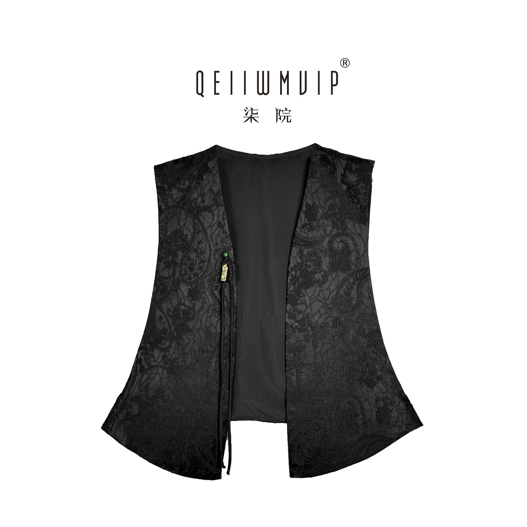 QEIIWMVIP/柒院春夏国风时尚设计感修身无袖盘扣百搭女马甲 9620