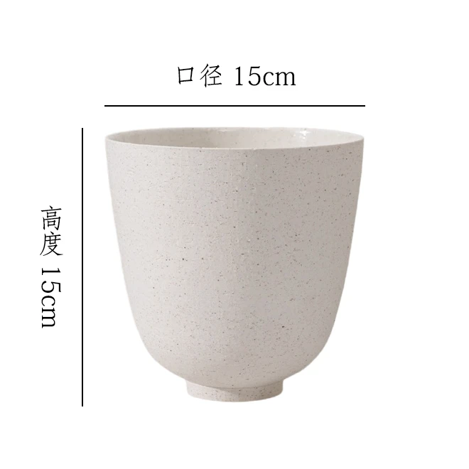 磨砂白敞口斗盆小脚有孔陶瓷花盆摆件