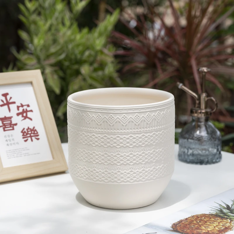 【波西米亚】小号素色系陶瓷花盆有孔鲜花绿植创意客厅居家装饰