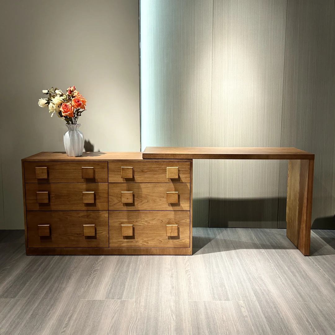 志琳严选【卡门柜妆台】意式简约置物化妆桌大容量实木六斗抽屉柜