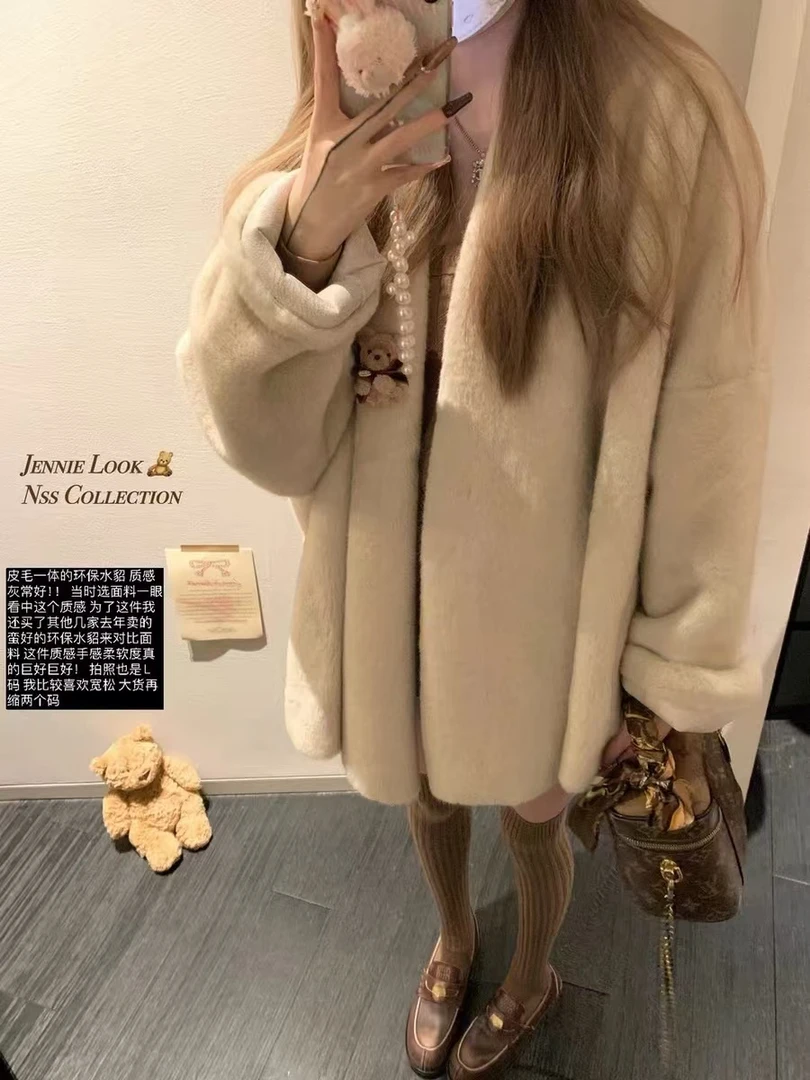 【谭千亿专属】冬季新款千金风百搭慵懒毛毛外套
