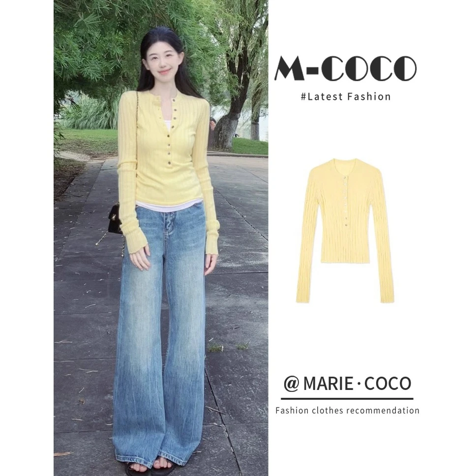 MARIE.COCO盐系轻熟针织开衫牛仔裤复古港味炸街早秋装搭配一整套