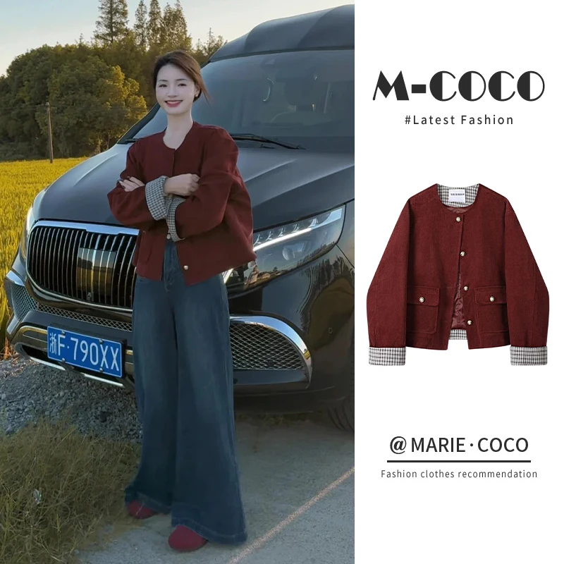 MARIE.COCO入秋搭配一整套复古宽松外套气质百搭显瘦休闲裤两件套