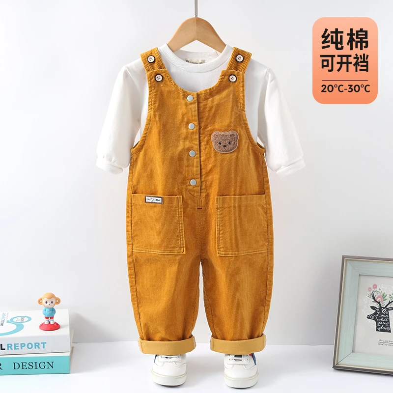 宝宝背带裤春秋新款纯棉男童秋装儿童灯芯绒一岁婴儿秋季裤子