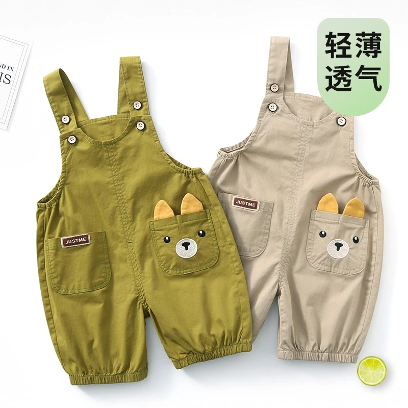 宝宝背带裤夏季七分裤薄款儿童女一岁男童夏裤子新款婴儿背带短裤