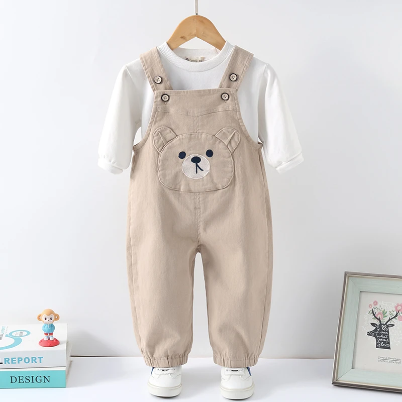 宝宝背带裤春秋款纯棉薄款吊带裤男童一岁儿童女春季小童婴儿裤子