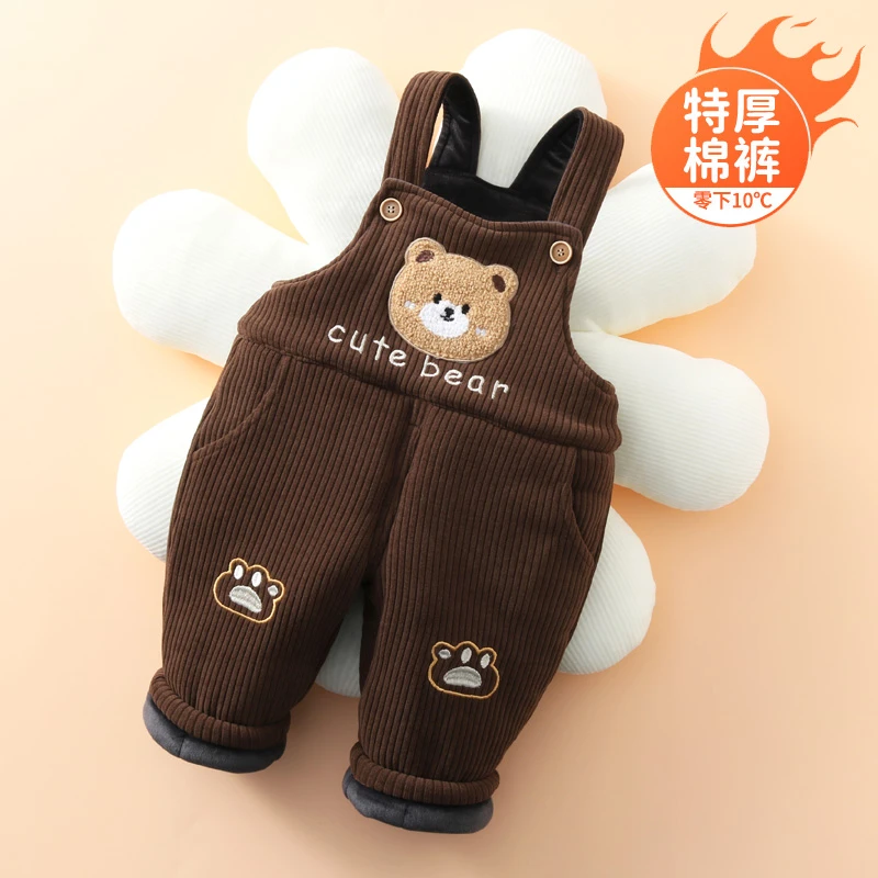 宝宝背带裤冬棉裤一条过冬男女童裤子加厚特厚款儿童厚棉裤零下