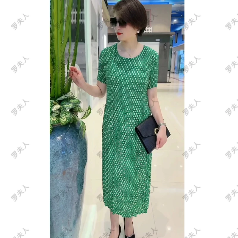 【三宅褶皱裙】宽松连衣裙夏季新款高档阔太太洋气大码过膝裙
