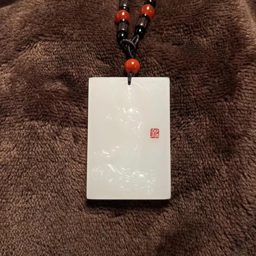 930专属/白玉观音无事牌挂件吊坠C900020