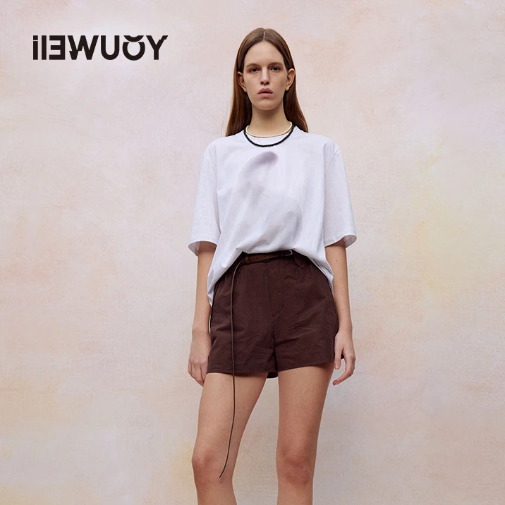 iIEWUOY夏季新款有尾短袖T恤 神性猫咪印花廓形T恤设计师Y1124204