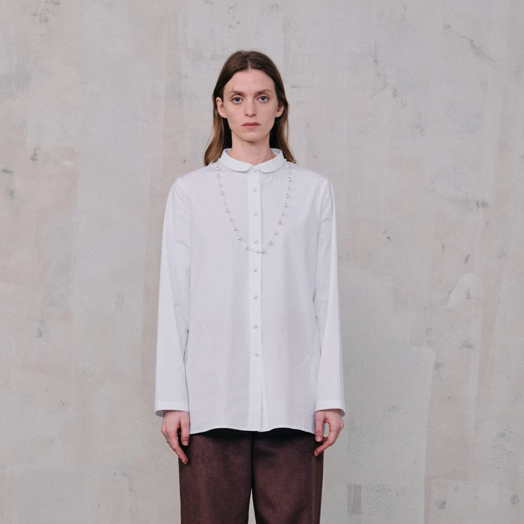 有尾YOUWEI 稚拙感超小领A摆衬衫 Y1624408衬衣长袖白色时尚休闲