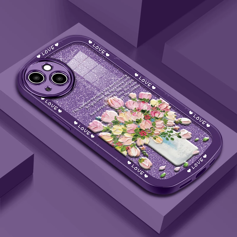 适用于苹果/华为/oppo/vivo手机壳油画花全包防摔保护套