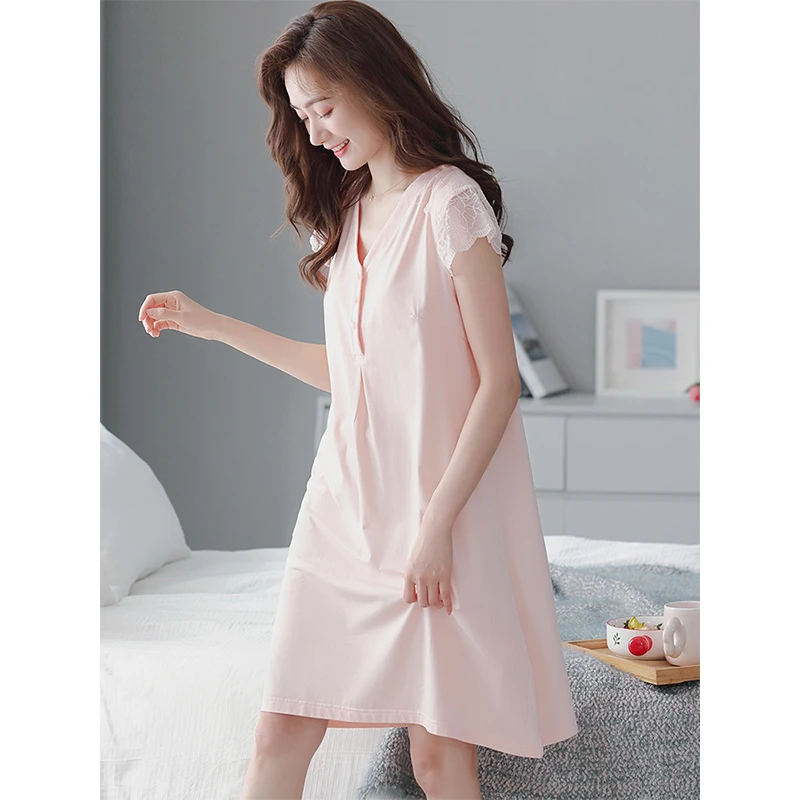 莫代尔睡裙女夏季短袖套头中长裙子休闲睡衣女士2025年新款连衣裙