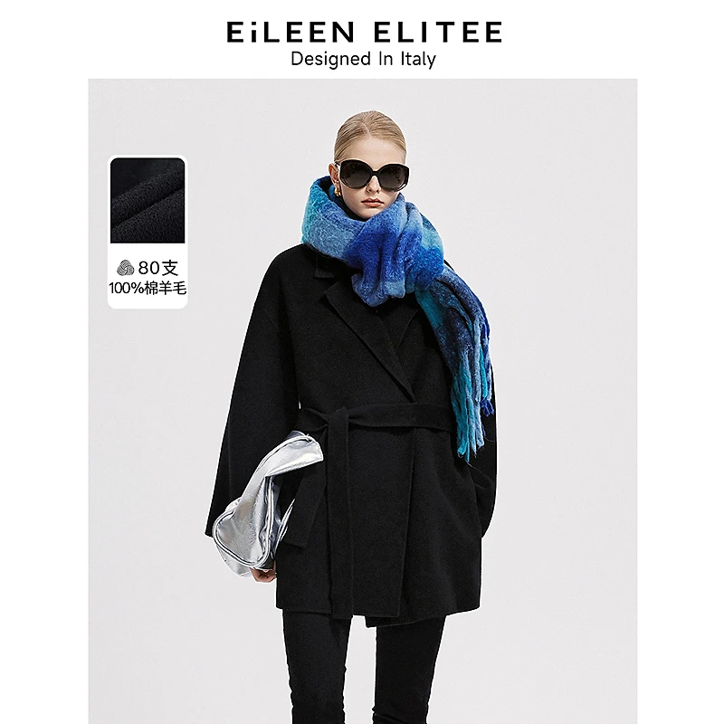 朗姿欧洲EiLEEN ELITEE复古高级毛呢外套大衣女冬新款