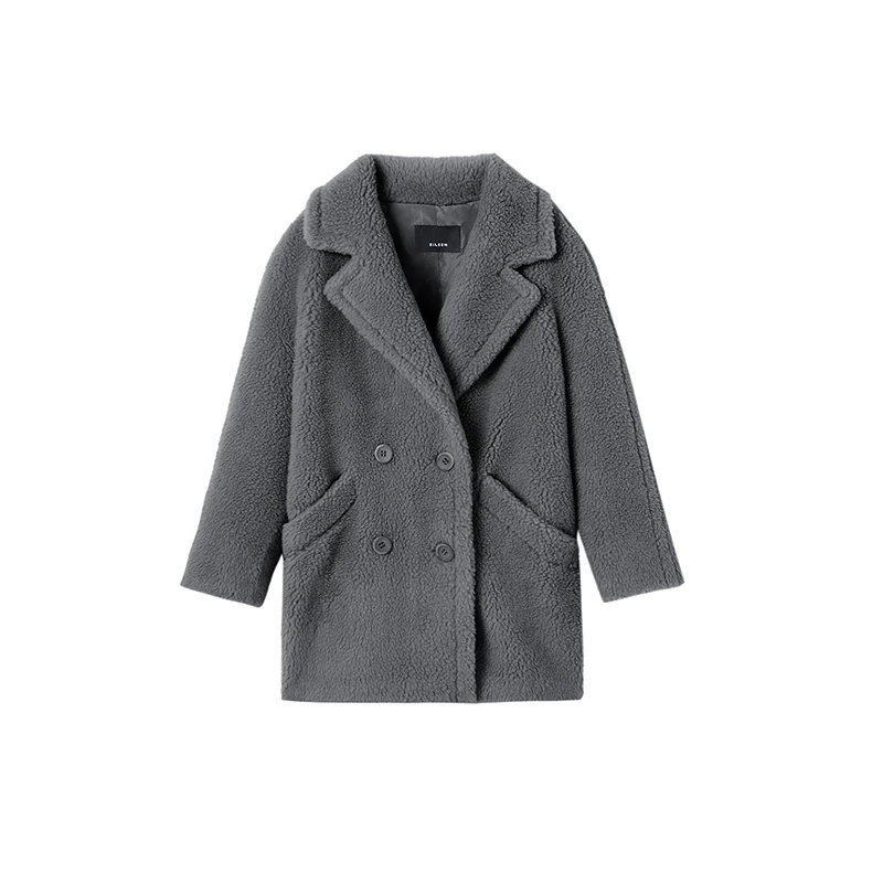 朗姿欧洲EiLEEN ELITEE羊毛大衣外套高级感气质2024冬新款仿皮草