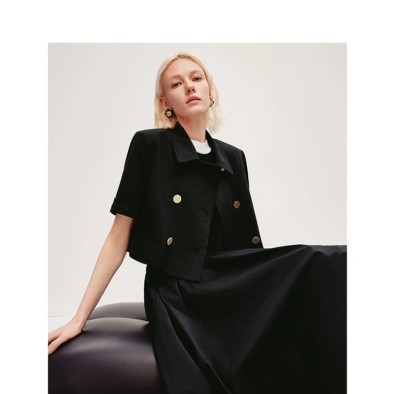 【意大利设计】朗姿复古高级感夹克上衣2024年新款夏季薄款短外套