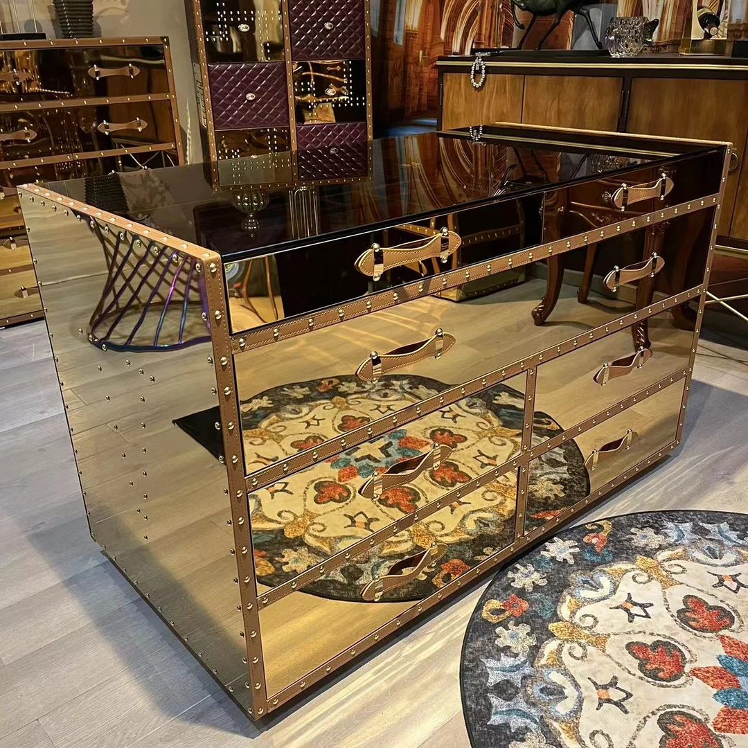 【喜悦家具】8K镜面轻奢简约衣帽间中岛台1400*700*850