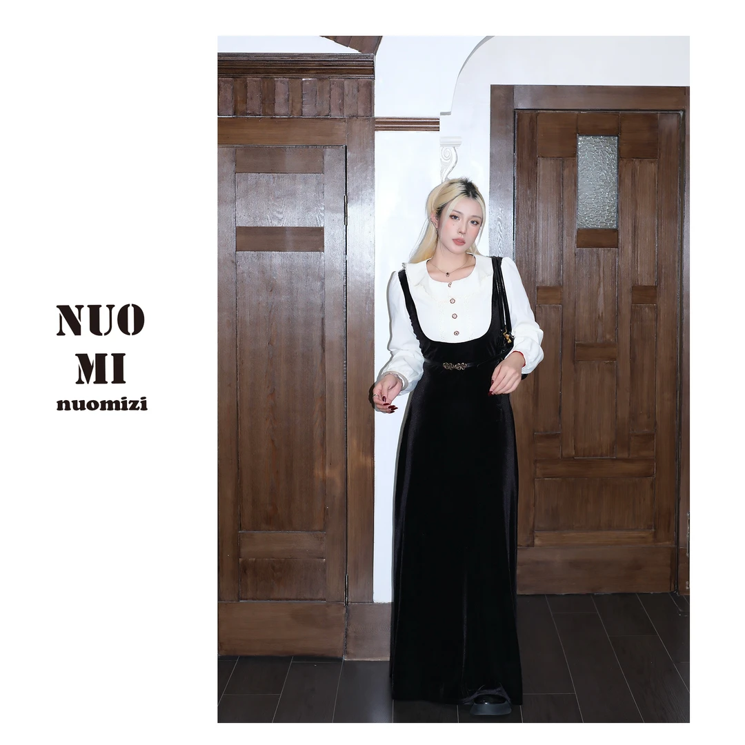 ZOZ糯米子[玛丽亚]法式轻奢优雅假两件连衣裙女秋复古气质长裙女