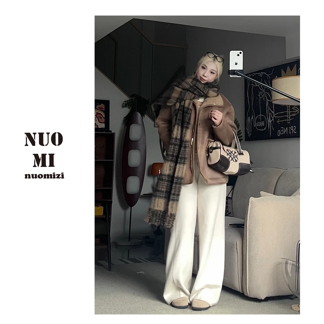 ZOZ糯米子[双面窗]短外套女加厚大翻领机车服皮毛一体外套