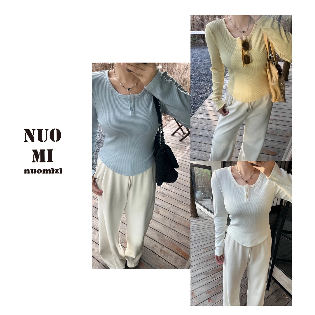 ZOZ糯米子[心动时刻]气质半开领T恤小众别致修身打底衫上衣