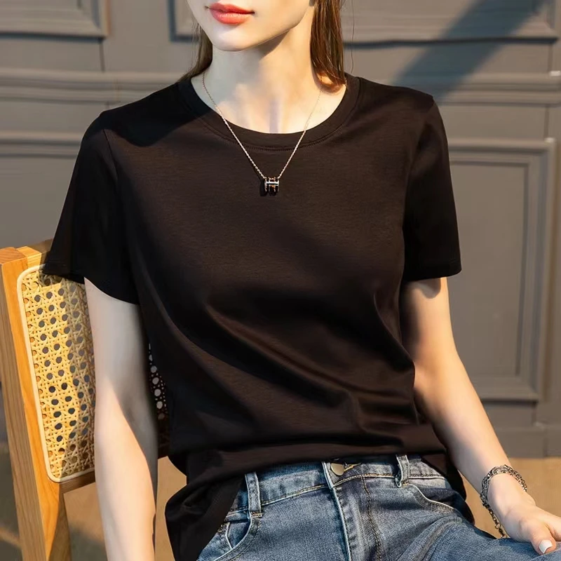 1122 【甄选棉中贵族】持久保型！80支高密丝光棉百搭显瘦圆领T恤