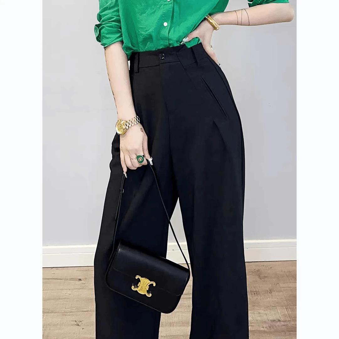 99506 【哥D系列】柜货！精裁！挺阔有形显瘦！女式春秋简约休闲阔腿裤