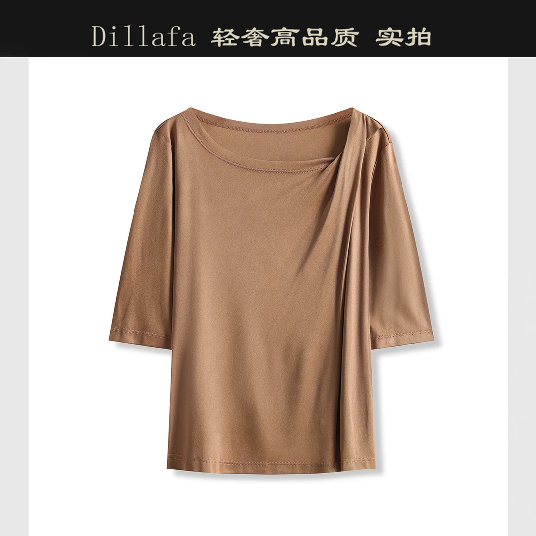 21029 品质柜货 ！醋酸缎面垂感气质舒适上衣夏季新款宽松短袖T恤