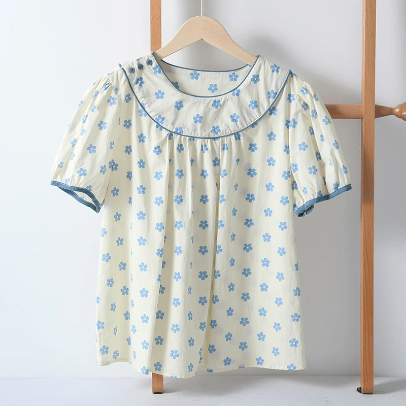 99109 【甄选好物】休闲显瘦泡泡短袖减龄设计感小众衬衫