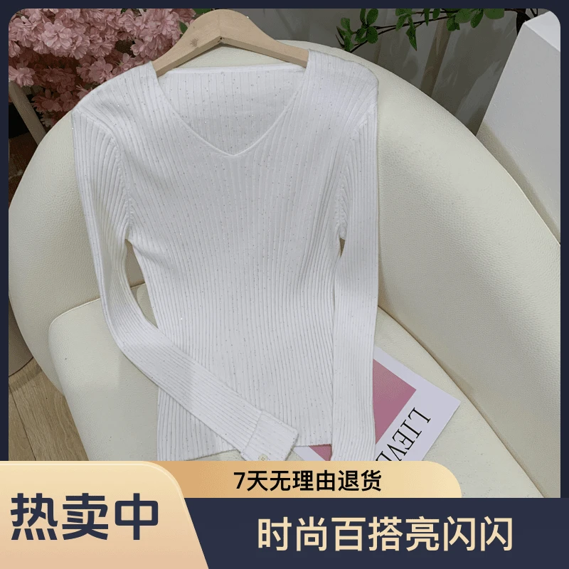 D-6852  软糯舒适！女式秋冬时尚百搭亮闪闪毛衣针织衫