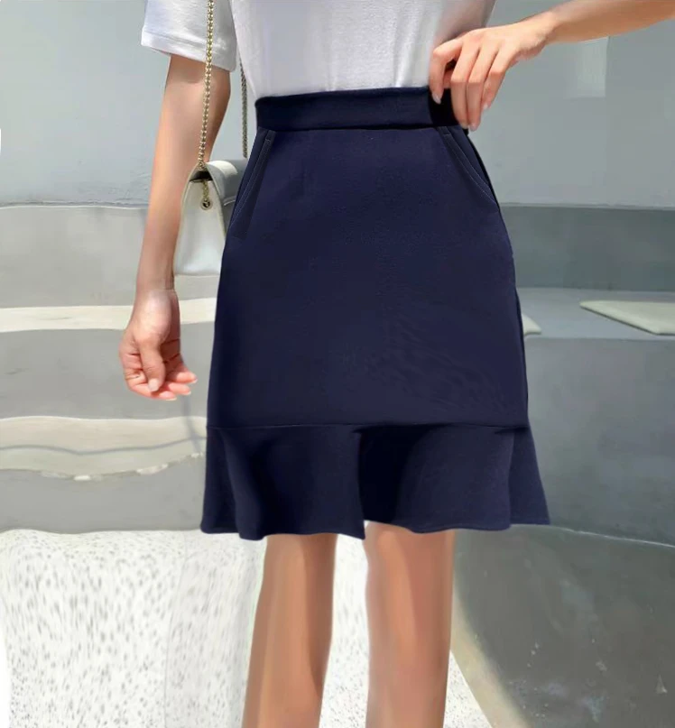 2509 时尚休闲！女式春夏荷叶边下摆A字半身裙