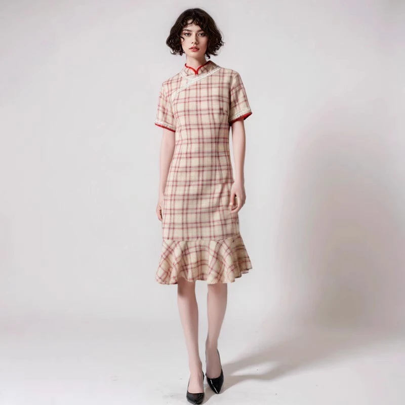 02121 温柔的小性感！女式夏日复古显瘦改良版旗袍