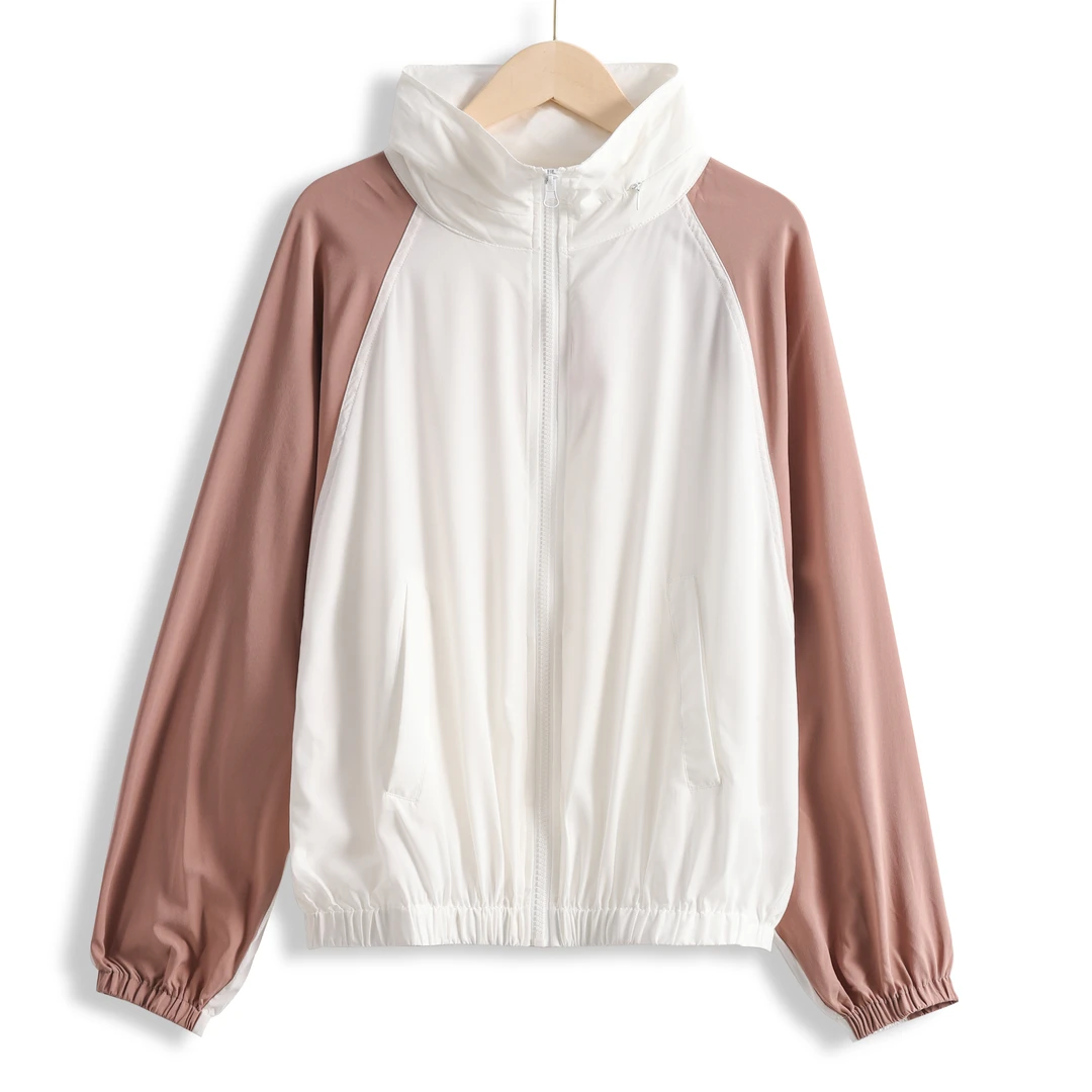 21316 龙狮女式撞色运动休闲时尚连帽防晒百搭户外薄款外套