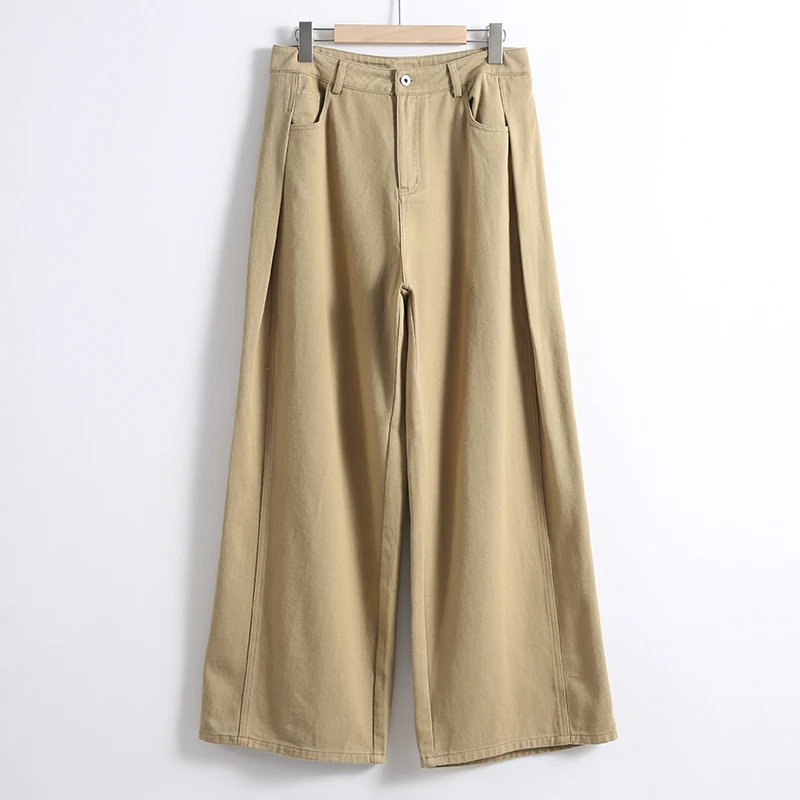 K-51002 品质柜货！精裁！设计感休闲阔腿裤显瘦垂感舒适牛仔裤