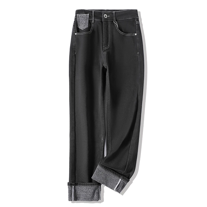 9627 【奢贵】版型超赞！女式秋冬简约精致裤脚翻边显高显瘦牛仔裤