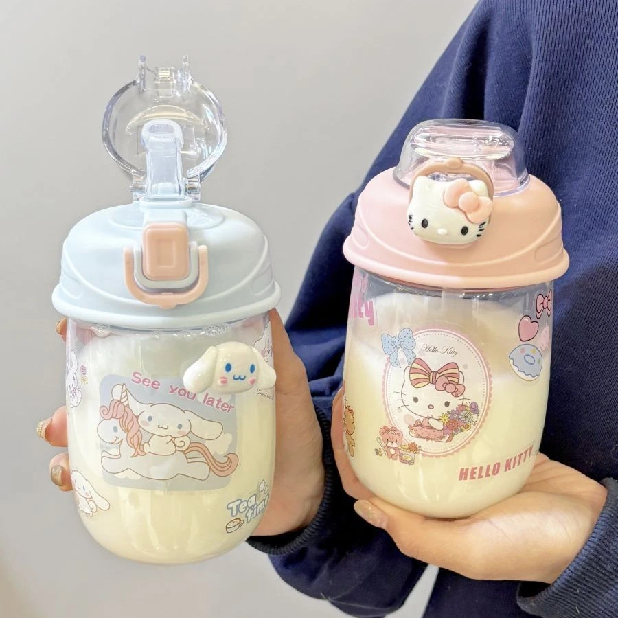 新款大容量ins儿童吸管塑料杯高颜值水杯女生学生便携杯子J102
