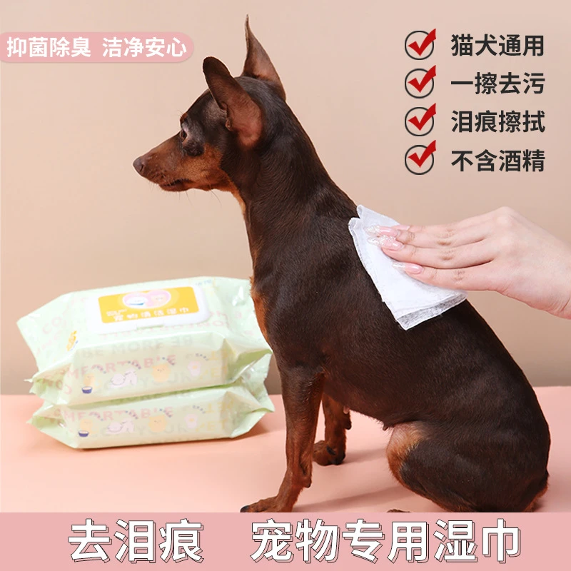 猫咪狗狗湿巾80抽宠物专用免洗擦泪痕清理身体部位除臭清洁湿纸巾
