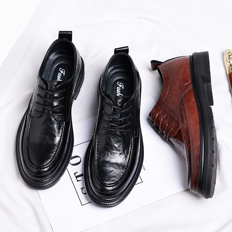 8885男士皮鞋男牛皮商务正装黑色秋季百搭休闲英伦风上班公务男鞋