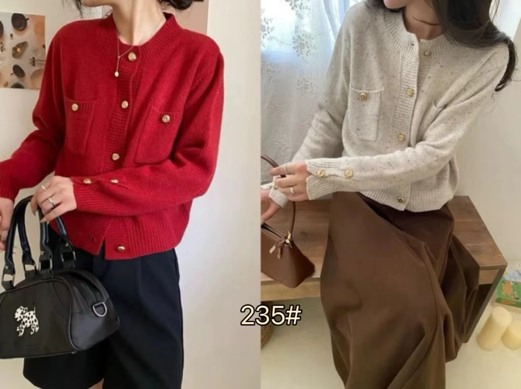 001—099全羊毛连帽针织开衫女短款休闲外套