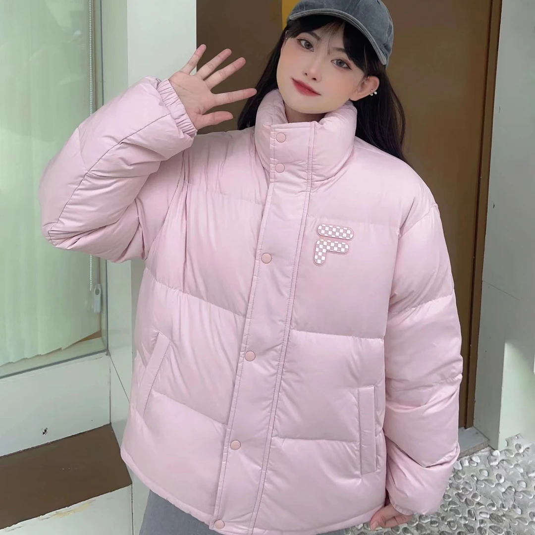 FILA斐乐潮牌羽绒服女欧阳娜娜同款2023冬季新款情侣保暖加绒外套