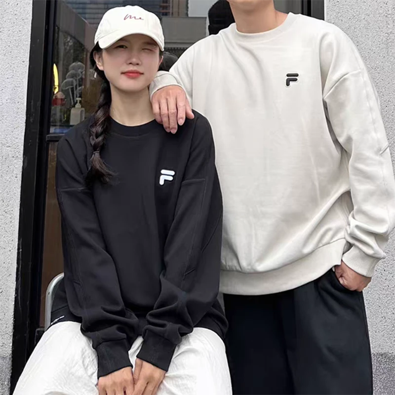 FILA FUSION斐乐2025新款潮牌情侣款套头男女卫衣宽松圆领上衣