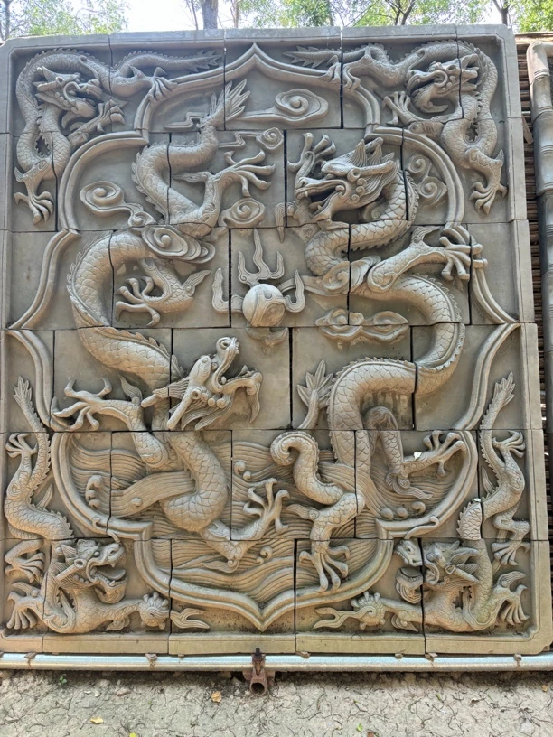 山西砖雕壁画（双龙戏珠）宽1.7米高1.98米