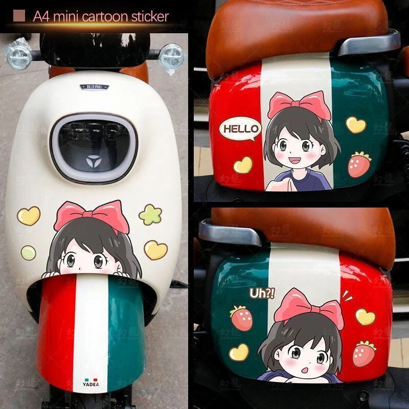 电动车贴可爱卡通动漫装饰防水个性划痕遮挡贴车身简易图案贴纸