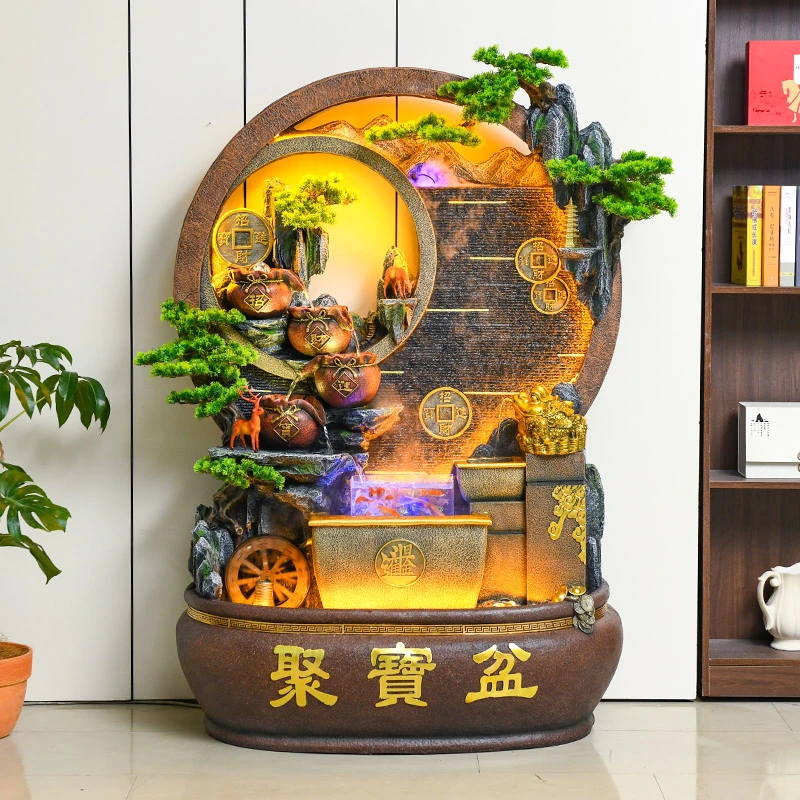 水幕墙流水屏风隔断开业乔迁招财礼品假山流水生财摆件循环水造景
