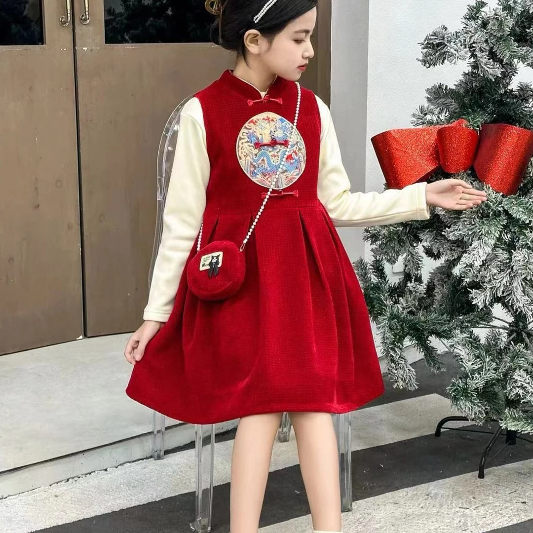 【新疆包邮】独角兽新款国风打底连衣裙带包包G378