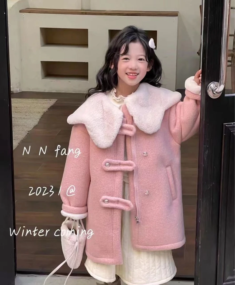 【新疆包邮】独角兽新款加绒中长款大衣外套带包包A679