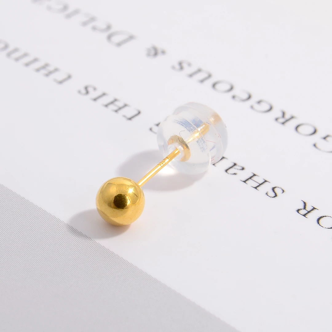 【巧儿专属】18K金 金豆豆耳釘 金色（单只/一对）