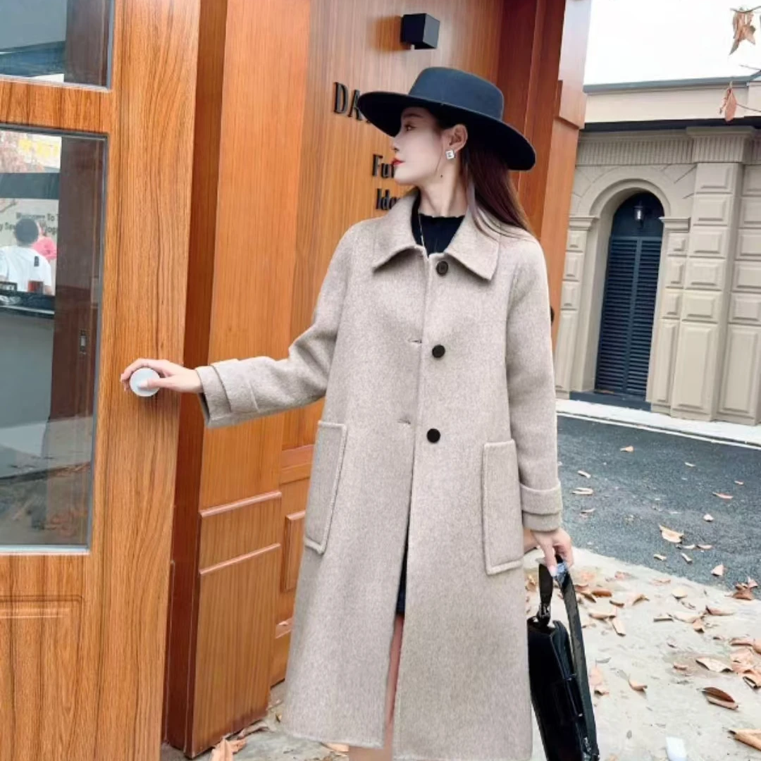 时尚双面羊毛大衣女装秋冬新款高端气质外套双面羊绒