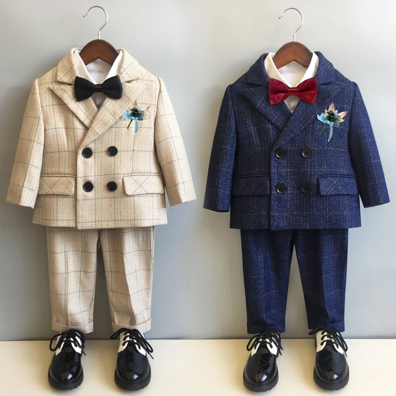 2023春秋款男童小西装套装生日帅气儿童西服花童英伦宝宝周岁礼服